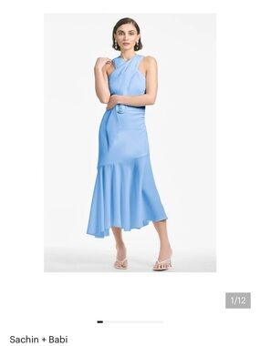 Sachin & Babi Naomi Chambray Blue Asymmetric Halter Dress Womens Size 6
NO belt